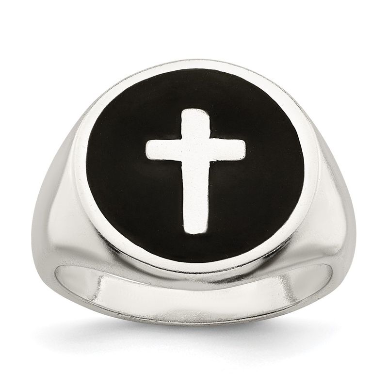Kazi Luxury Sterling Silver Rhodium-Plated Enameled Cross Ring 111$
